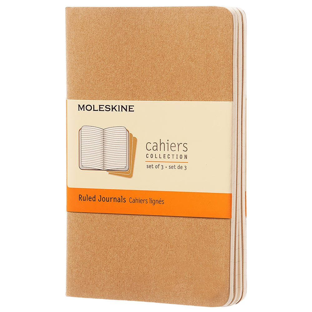 Moleskine Cahier Pocket Journal Ruled 3 Pack 3.5"x5.5" Kraft Brown