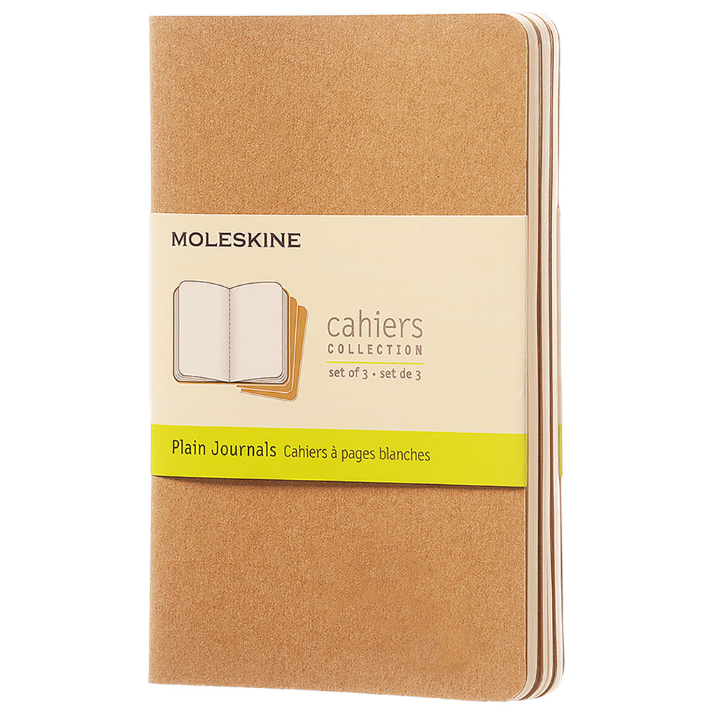 Moleskine Cahier Pocket Journal Plain 3 Pack 3.5"x5.5" Kraft Brown