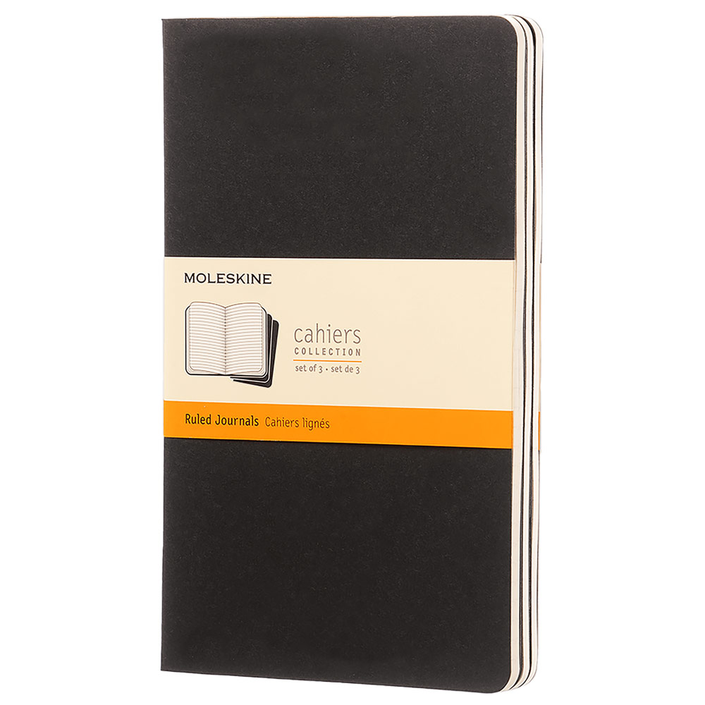 Moleskine Cahier Large Journal Ruled 3 Pack 5"x8.25" Black