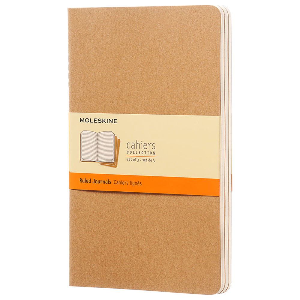 Moleskine Cahier Large Journal Ruled 3 Pack 5"x8.25" Kraft Brown