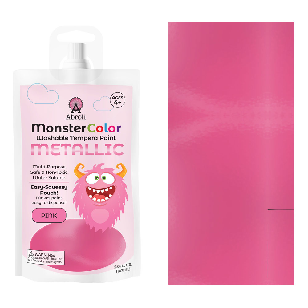 Abroli MonsterColor Washable Tempera Paint 5oz Metallic Pink