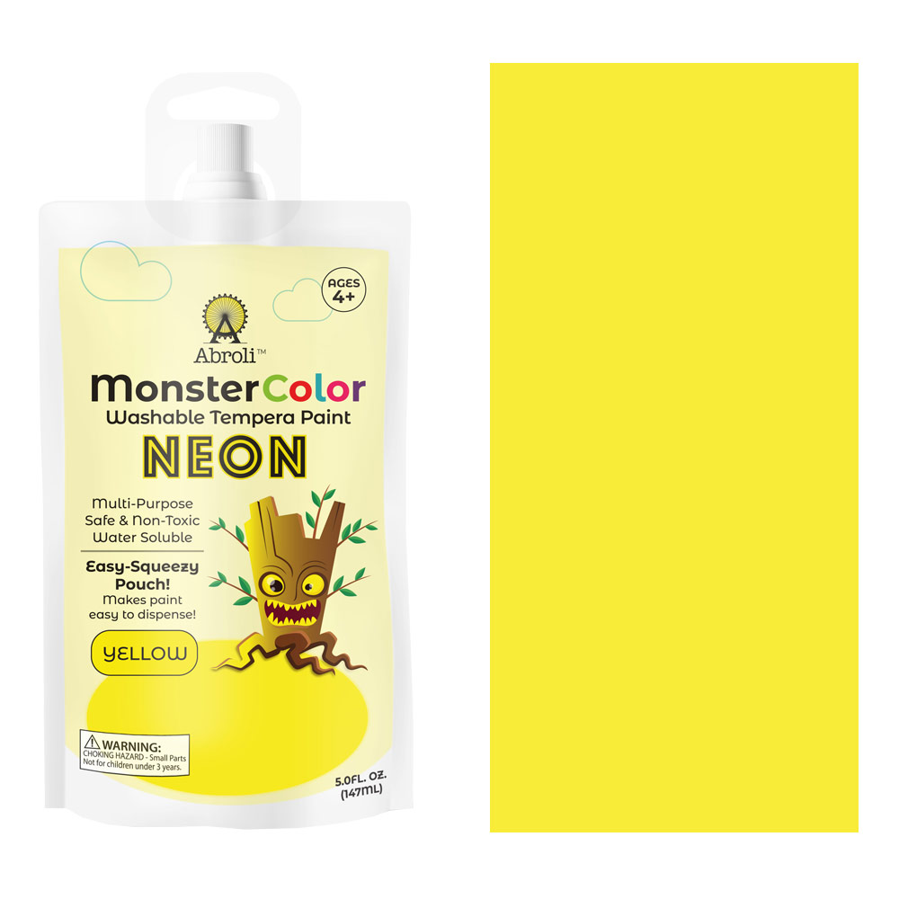 Abroli MonsterColor Washable Tempera Paint 5oz Neon Yellow