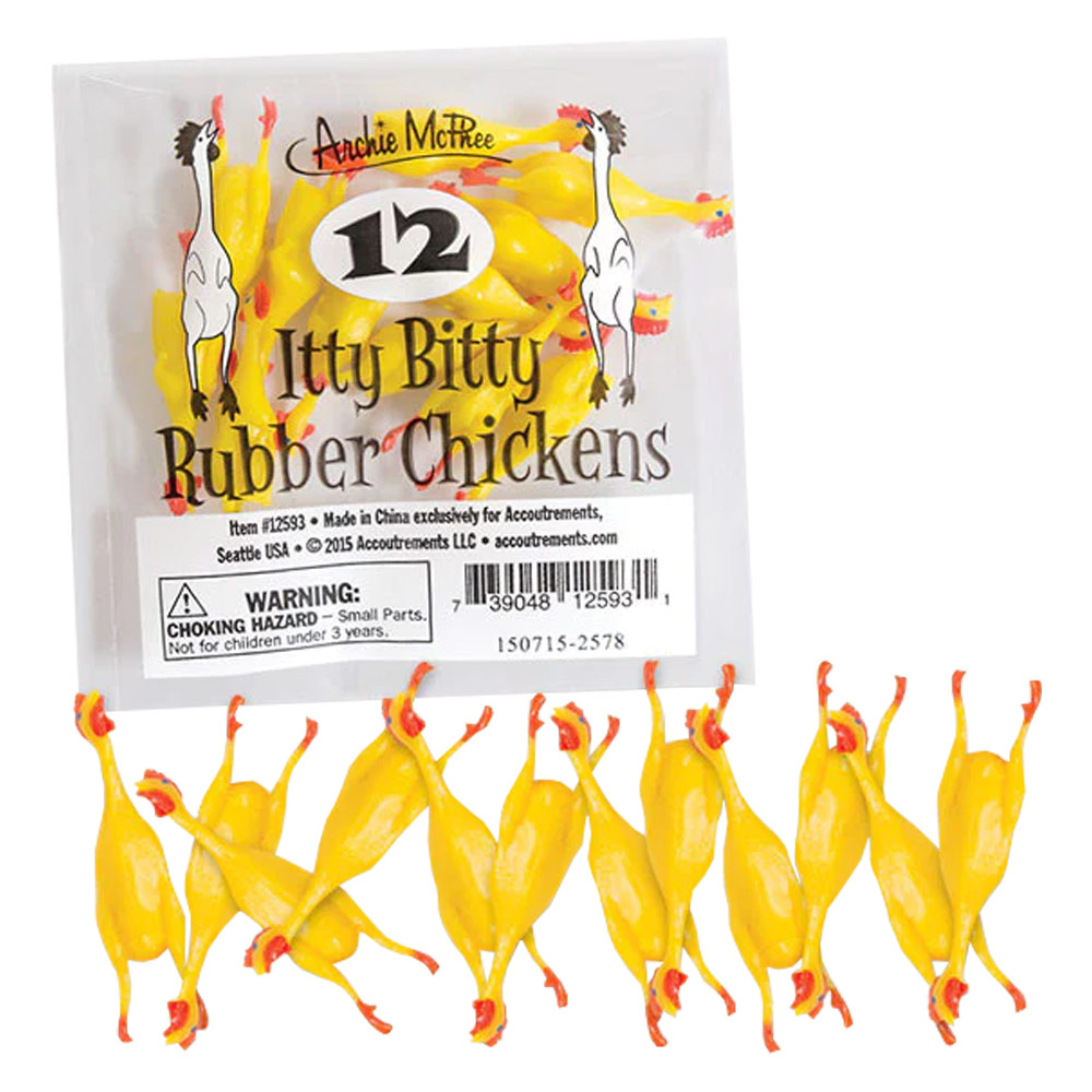 Archie McPhee Itty Bitty Rubber Chickens 12 Set