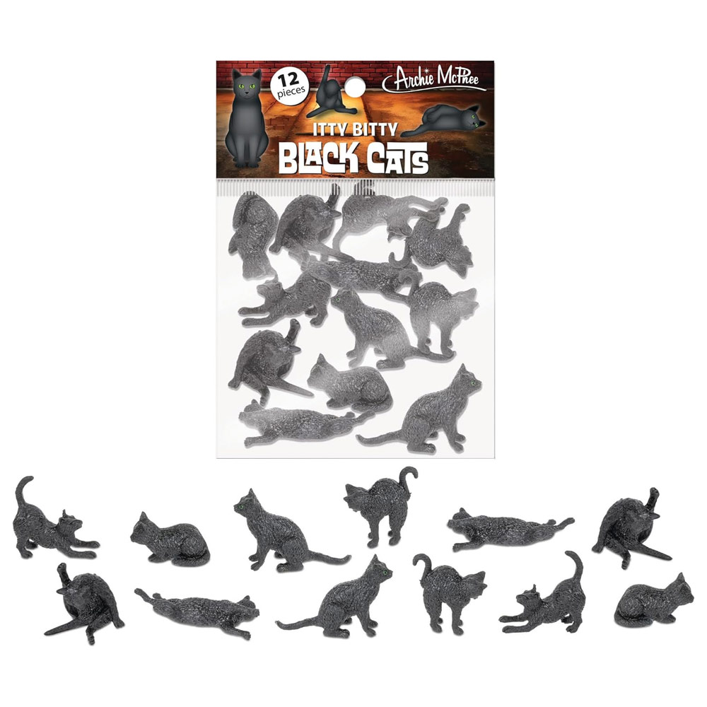 Archie McPhee Itty Bitty Black Cat 12 Set