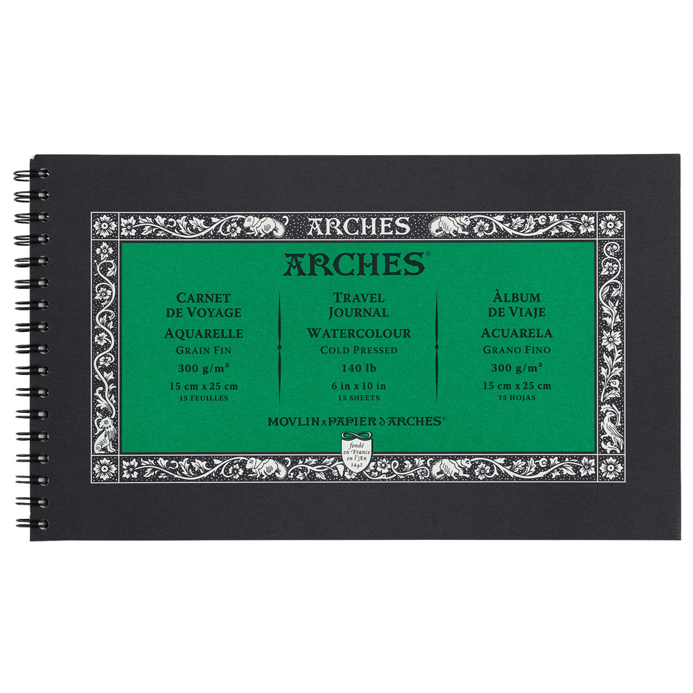 Arches Watercolor Paper Travel Journal 140lb 15 Sheets 6"x10" Cold Press