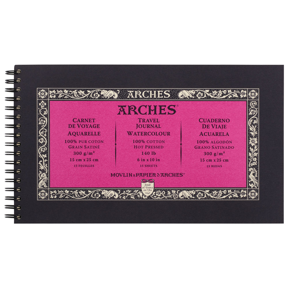 Arches Watercolor Paper Travel Journal 140lb 15 Sheets 6"x10" Hot Press