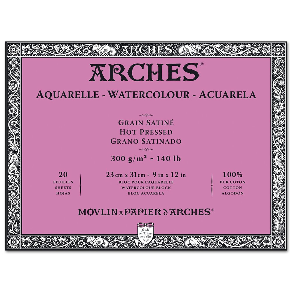 Arches Watercolour Block 140 lb. 9" x 12" Hot Press