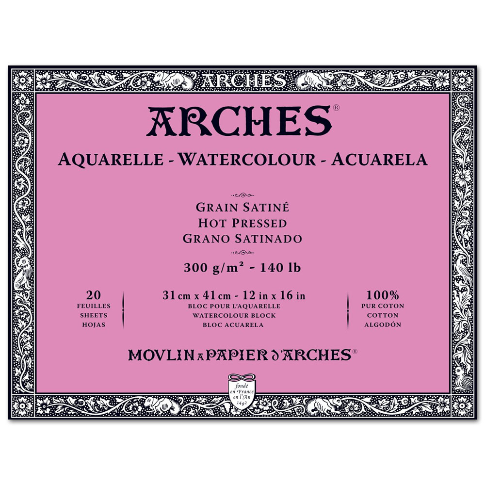 Arches Watercolour Block 140 lb. 12 x 16 Hot Press