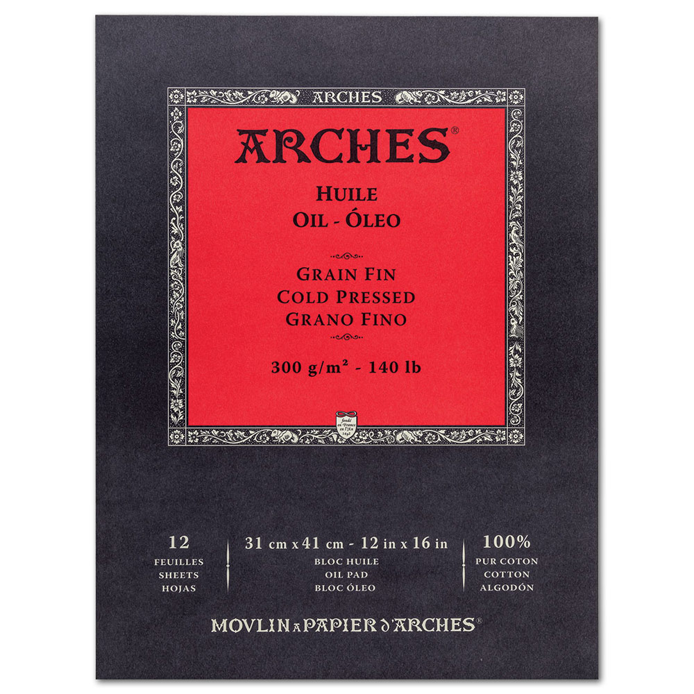 Arches Huile Oil Paper Pad 140lb 12"x16" Cold Press White