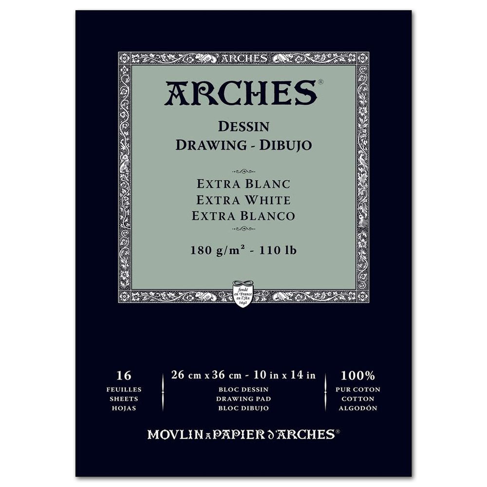 Arches Drawing Pad 110lb 10"x14" Extra White