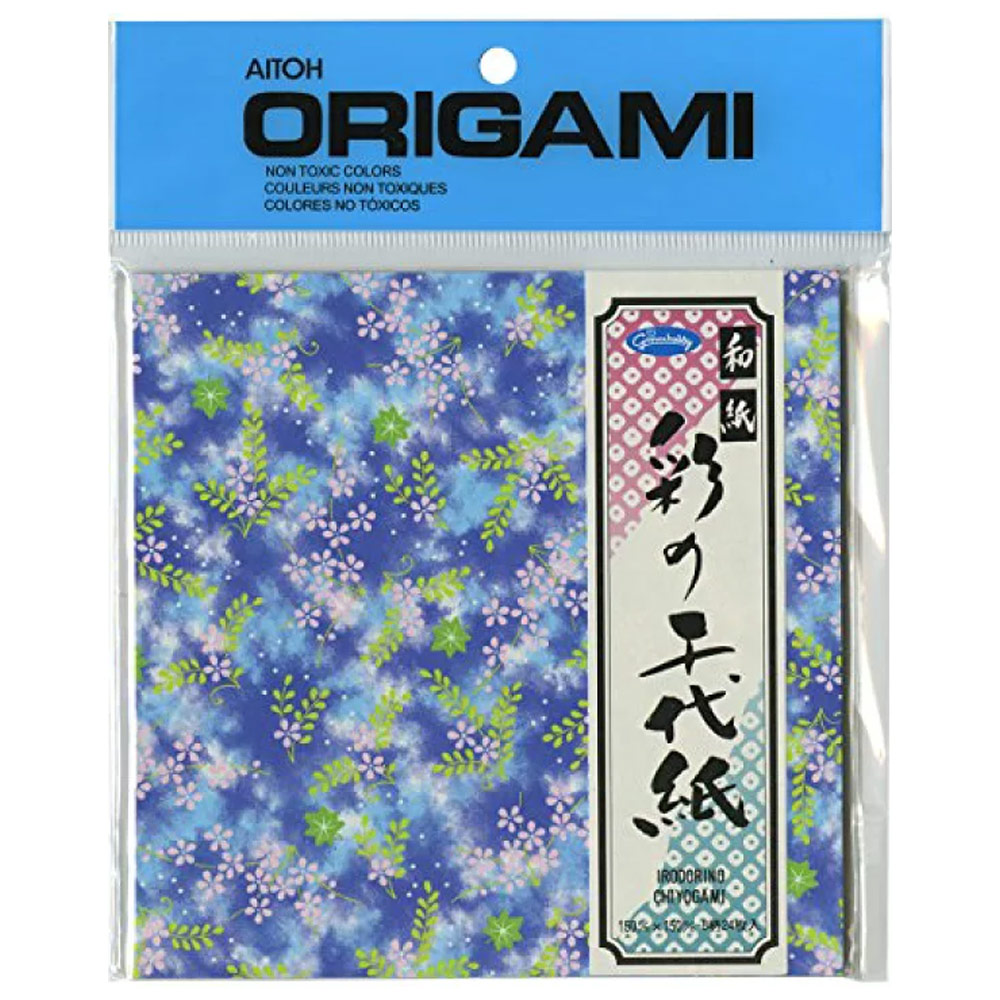 Aitoh Irodorino Chiyogami Origami Paper 24 Sheets 5-7/8"x5-7/8" Floral