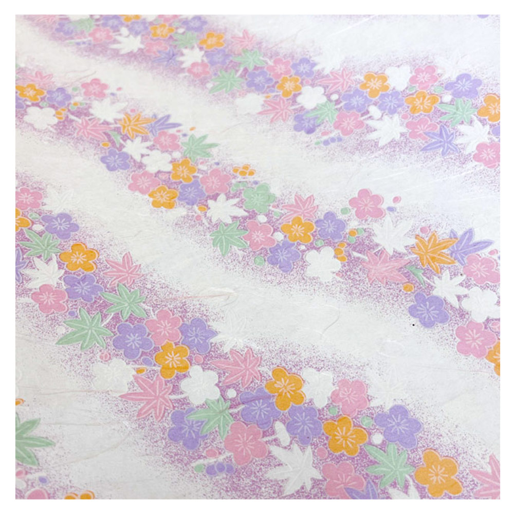 Aitoh Yuzenshi Cherry Blossoms & Maple Leaves Paper 22"x31.5" Pastel