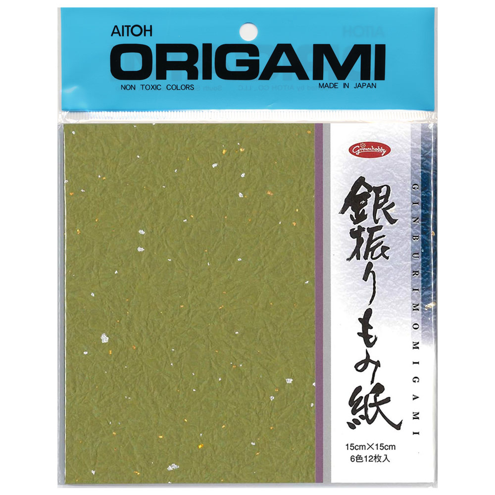 Aitoh Ginburi Momigami Origami Paper 12 Sheets 5-7/8"x5-7/8" Assorted