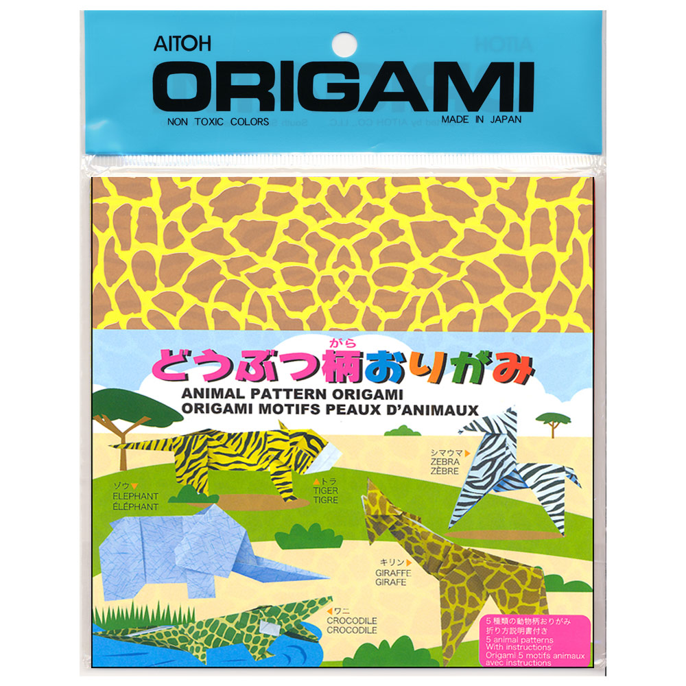Aitoh Animal Pattern Origami Paper 40 Sheets 5-7/8"x5-7/8" Assorted