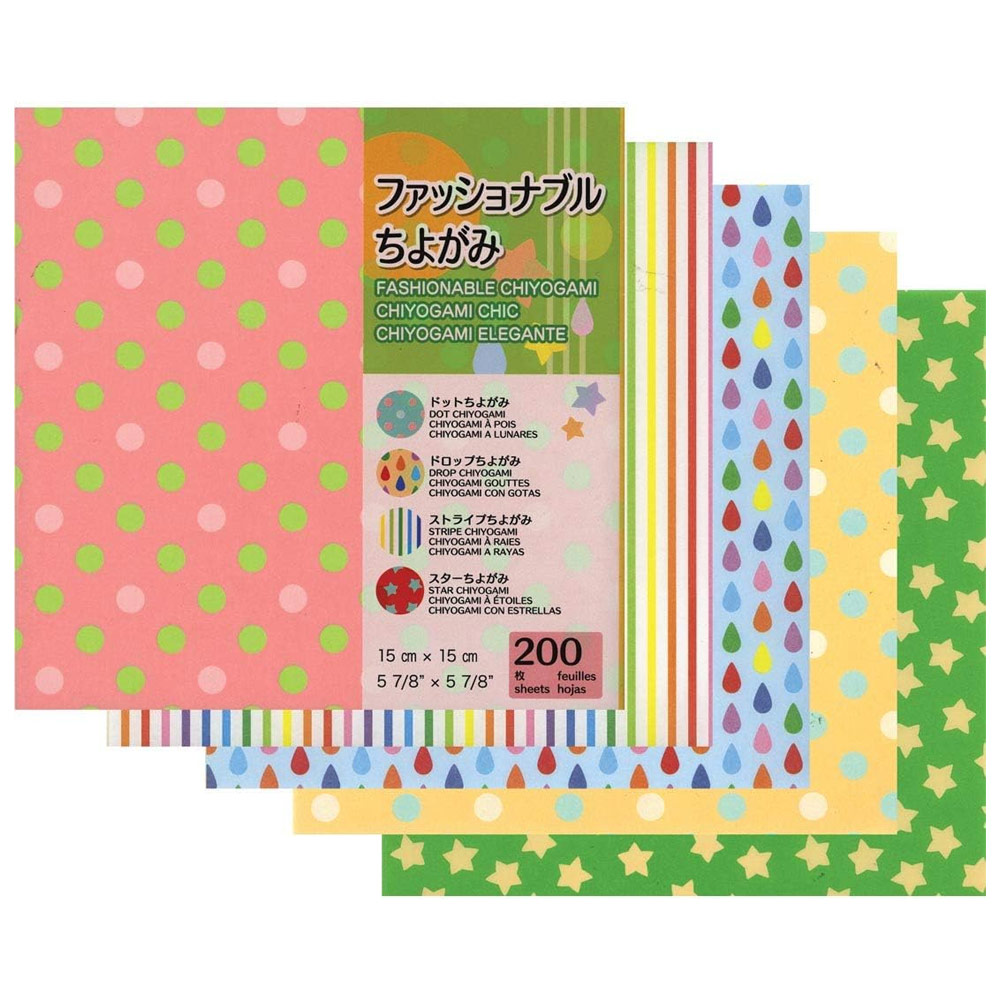Fashionable Chiyogami Origami Paper 200 Sheets 5-7/8"x5-7/8" Assorted