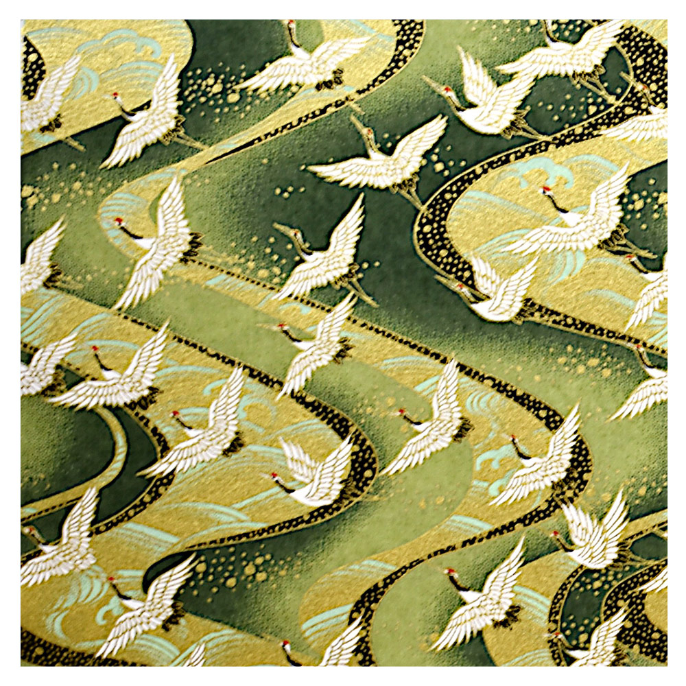 Aitoh Yuzenshi Cranes Paper 25.5"x19" Green