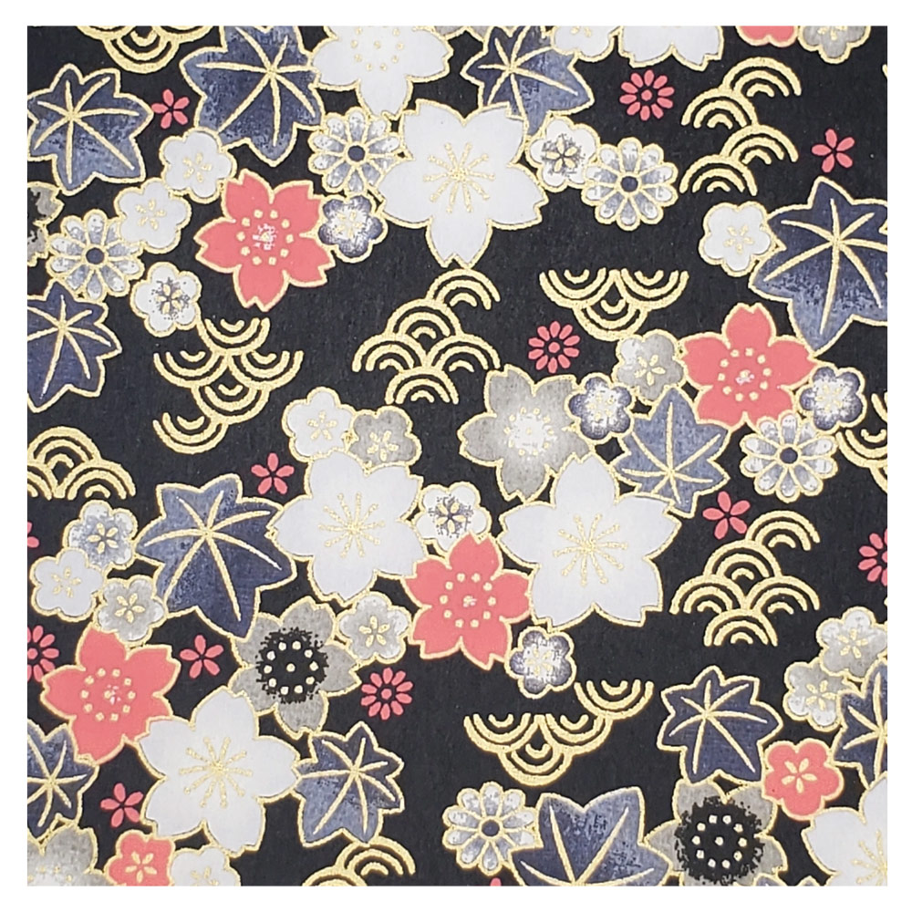 Aitoh Yuzenshi Flowers Paper 19"x25" White/Silver/Gold/Pink