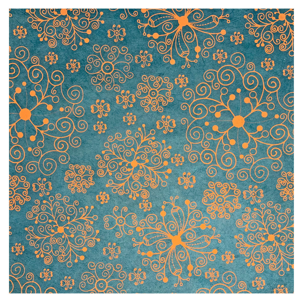 Aitoh Lokta Printed Doodle Paper 19.5"x29.5" Orange/Navy