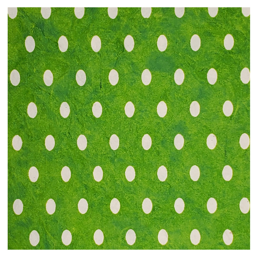 Aitoh Lokta Printed Polka Dot Paper 19.5"x29.5" White/Lime Green
