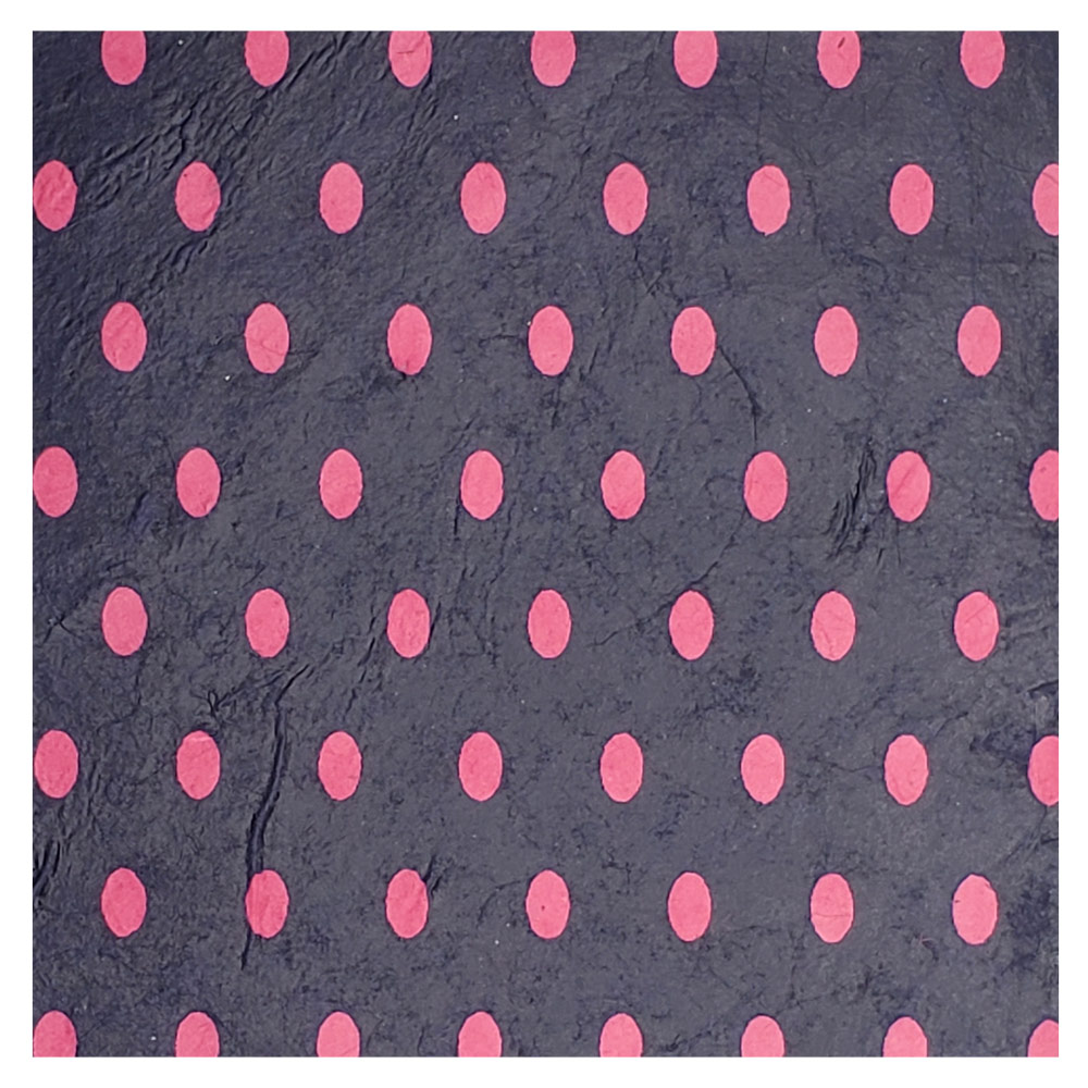 Aitoh Lokta Printed Polka Dot Paper 19.5"x29.5" Pink/Dark Blue