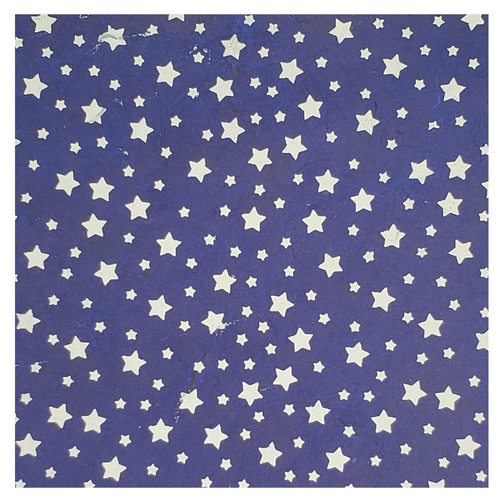 Aitoh Lokta Printed Star Paper 19.5"x29.5" White/Dark Blue