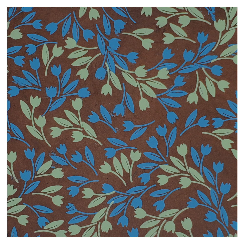Aitoh Lokta Printed Swirl Paper 19.5"x29.5" Blue/Green/Brown