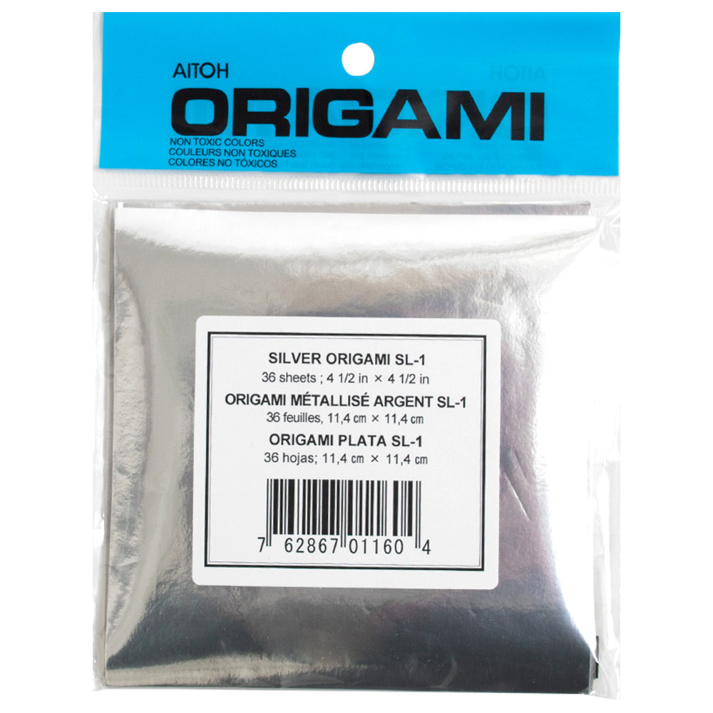 Aitoh Silver Foil Origami Paper 36 Sheets Small