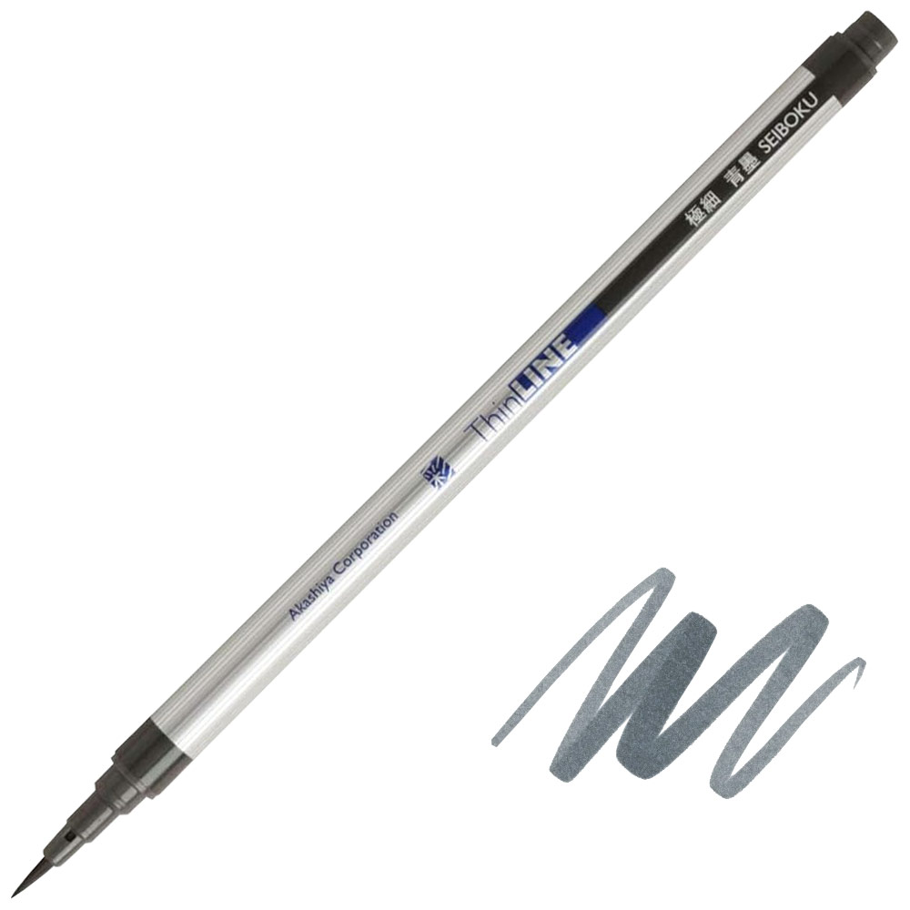 Akashiya ThinLINE Permanent Brush Pen Blue Grey
