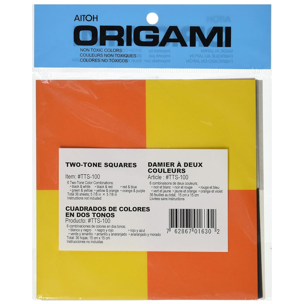 Aitoh Origami Paper 36 Sheets 5-7/8"x5-7/8" Two-Tone Squares