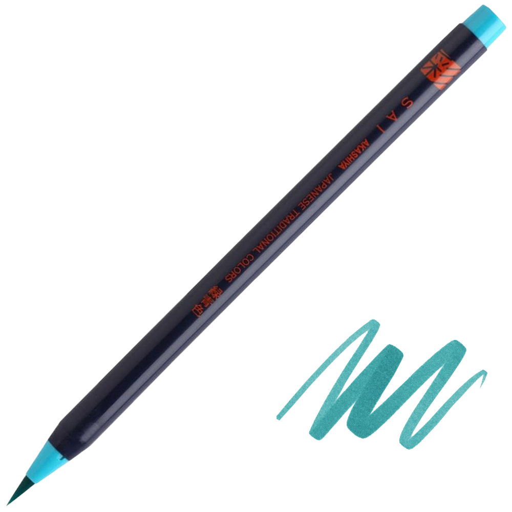 Akashiya SAI Coloring Brush Pen Green Blue