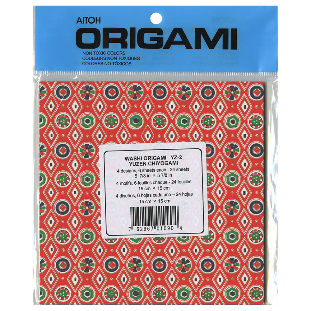 Aitoh Yuzen Chiyogami Washi Origami Paper 24 Sheets 5-7/8"x5-7/8" Assorted