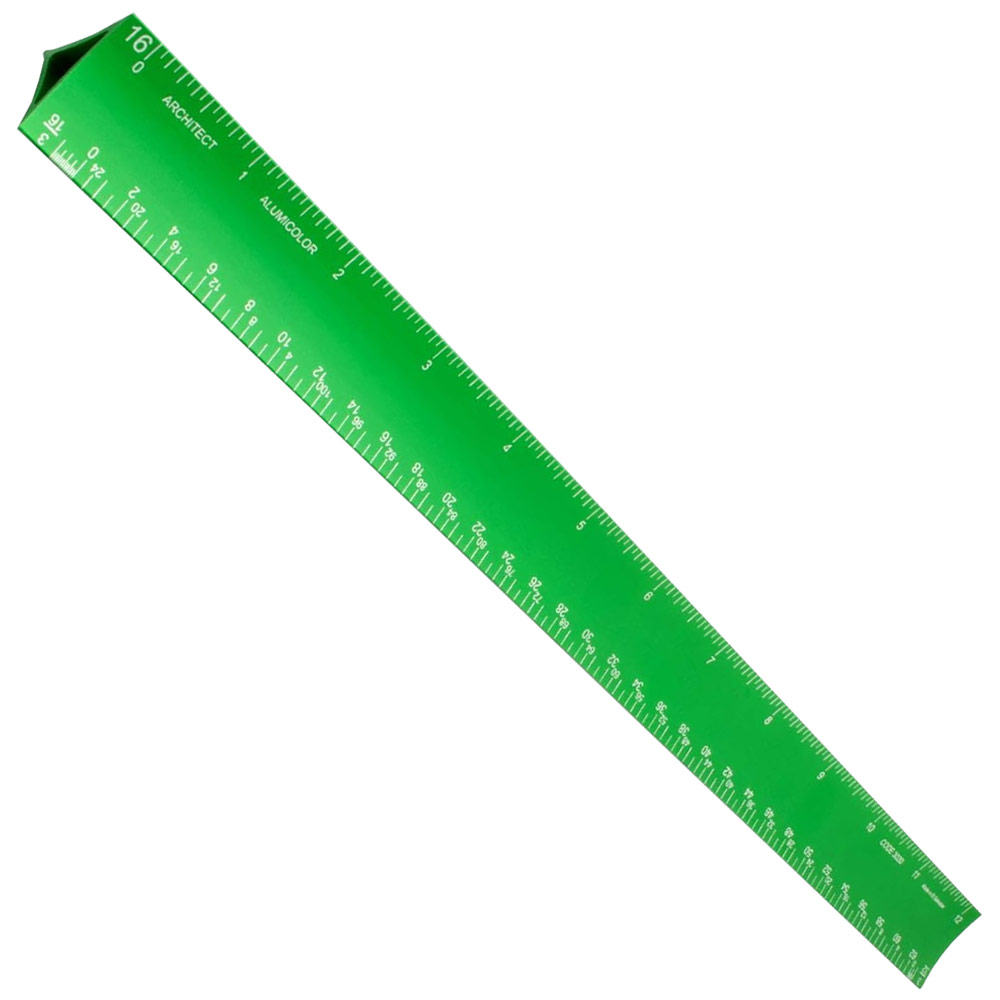 Alumicolor Hollow Triangular Aluminum Architectural Drafting Scale 12" Green