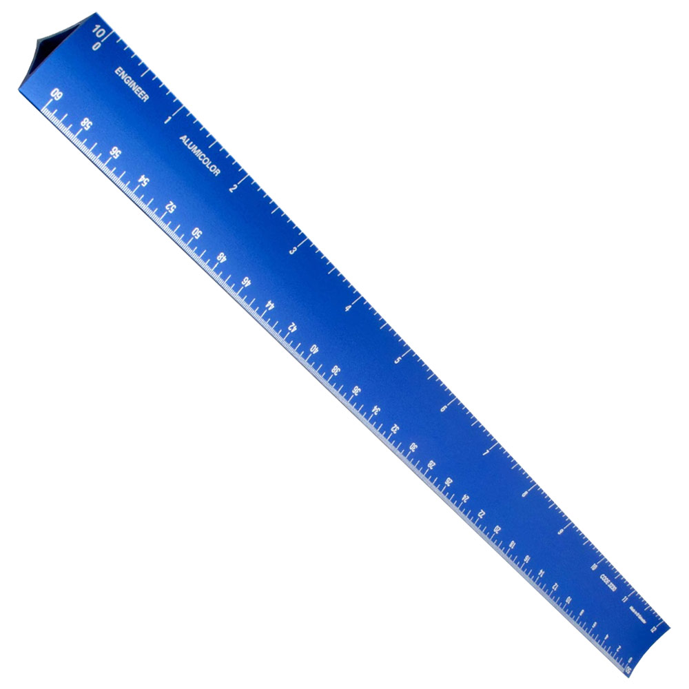 Alumicolor Hollow Triangular Aluminum Engineer Drafting Scale 12" Blue