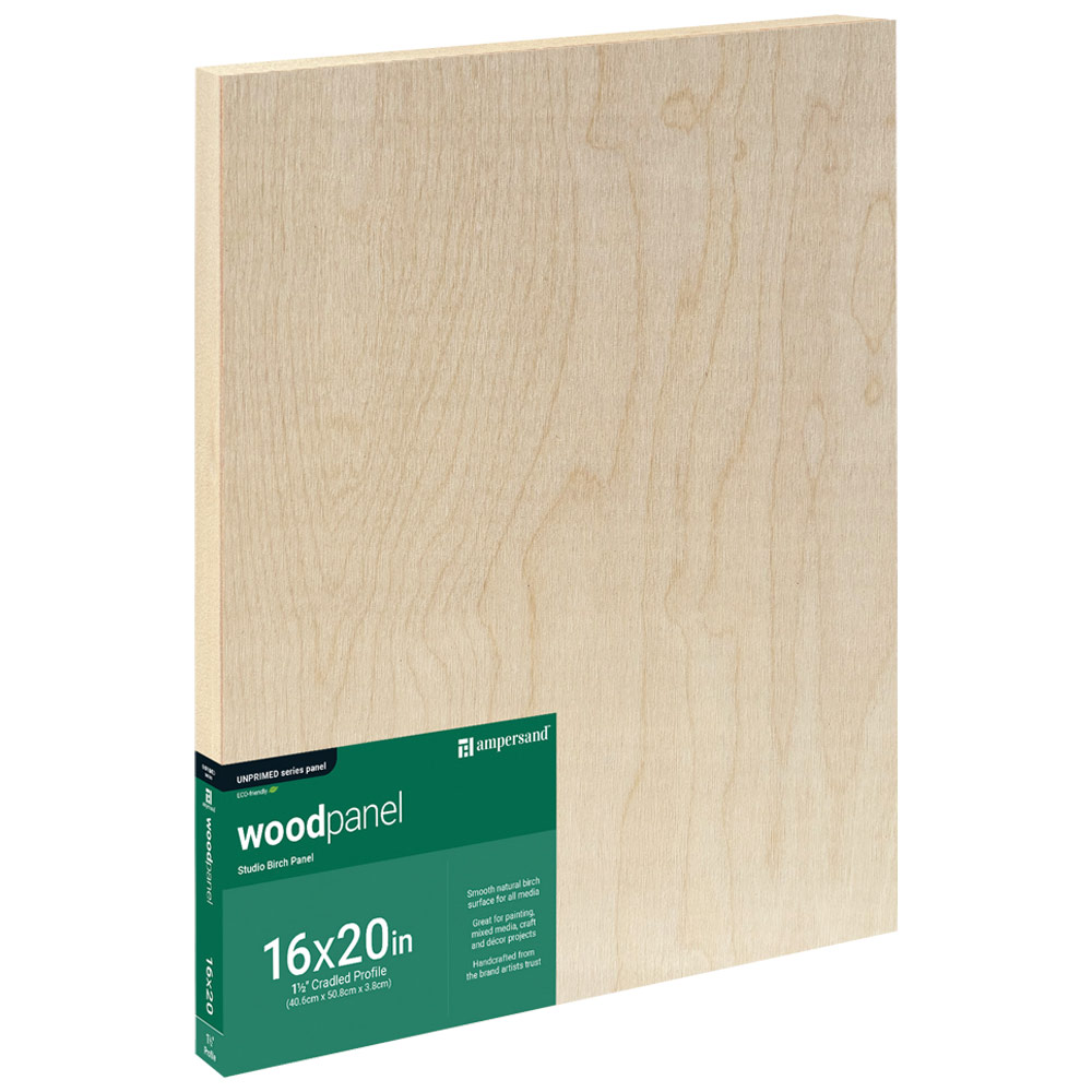 Ampersand Unprimed Series Woodpanel Birch Panel 1.5" Gallery 16"x20"