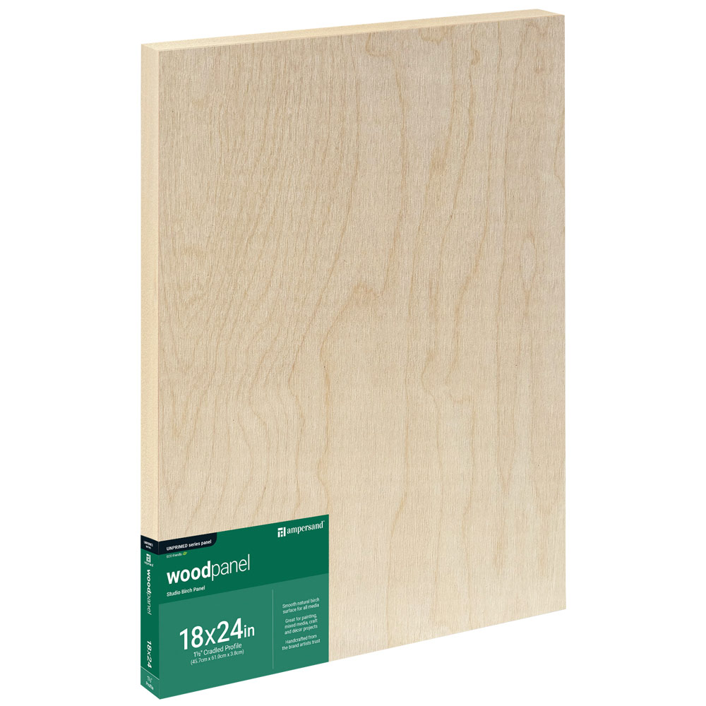Ampersand Unprimed Series Woodpanel Birch Panel 1.5" Gallery 18"x24"