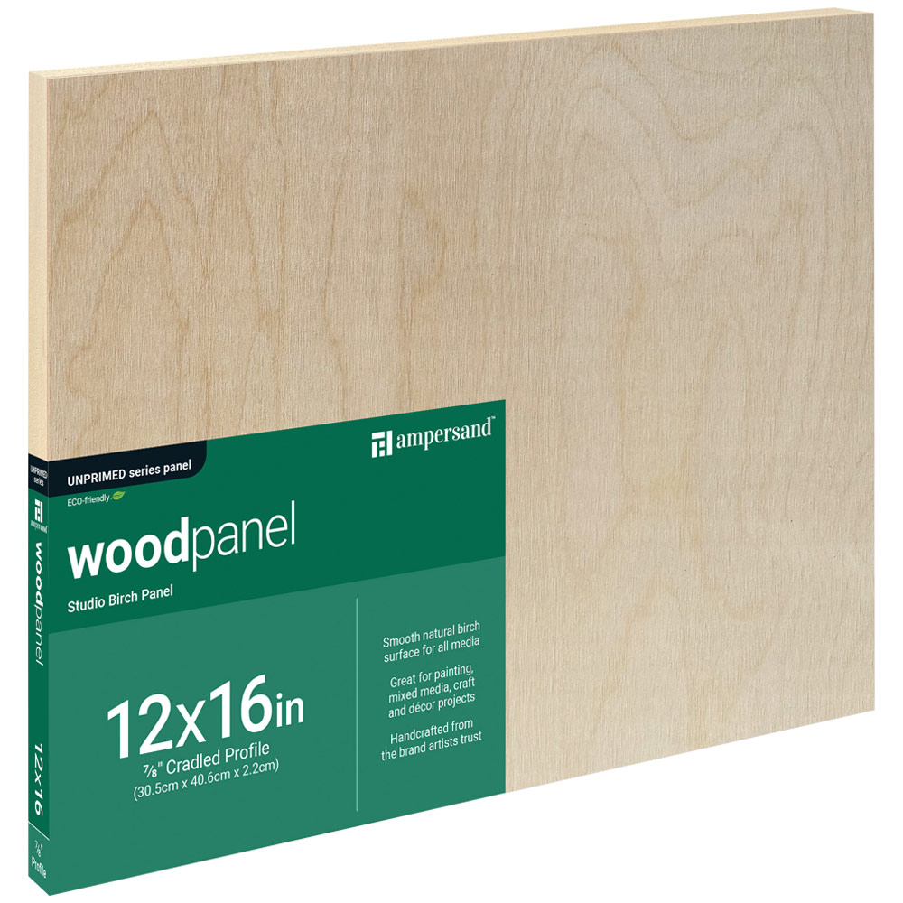 Ampersand Unprimed Series Woodpanel Birch Panel 7/8" Studio 12"x16"