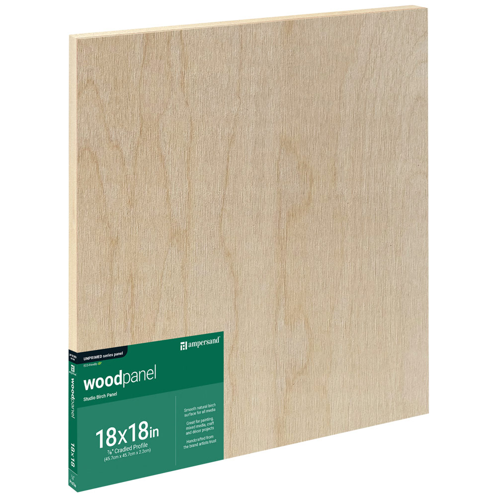 Ampersand Unprimed Series Woodpanel Birch Panel 7/8" Studio 18"x18"