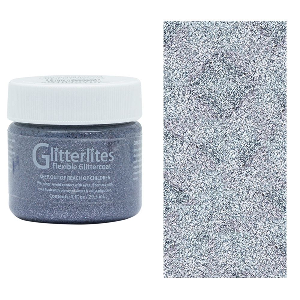Angelus Glitterlites Flexible Glittercoat Paint 1oz Gunmetal