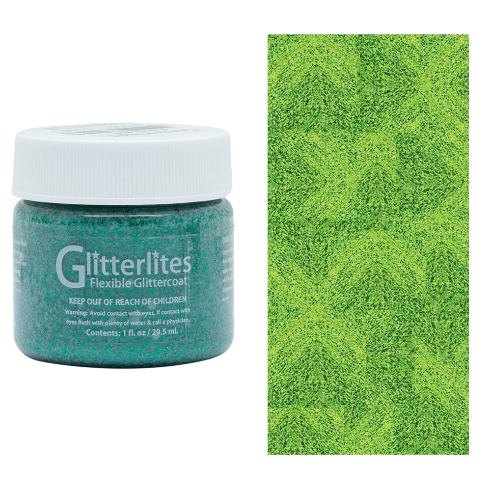 Angelus Glitterlites Flexible Glittercoat Paint 1oz Emerald
