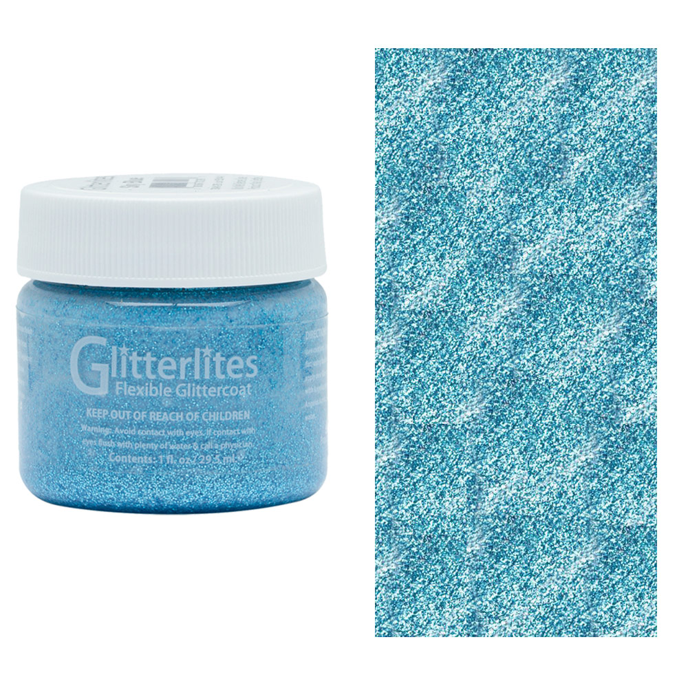 Angelus Glitterlites Flexible Glittercoat Paint 1oz Sky Blue