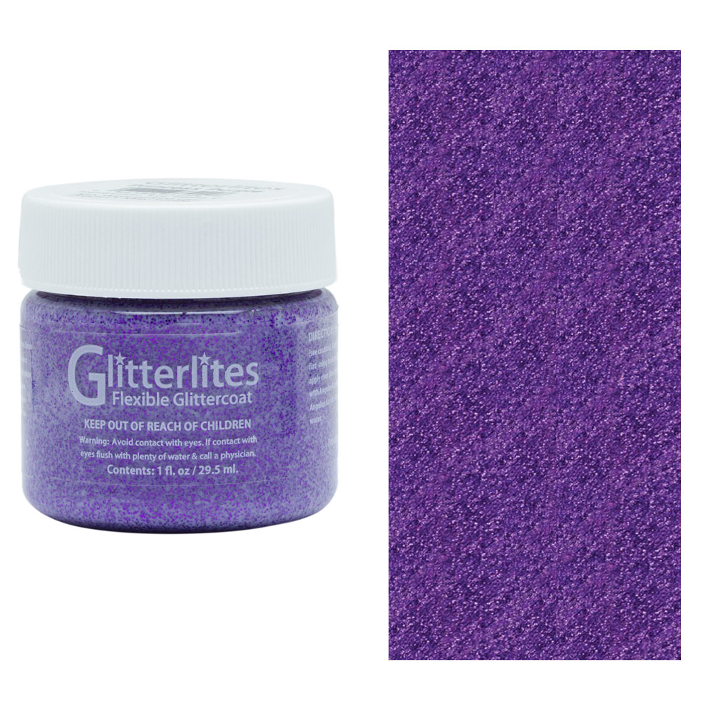 Angelus Glitterlites Flexible Glittercoat Paint 1oz Princess Purple