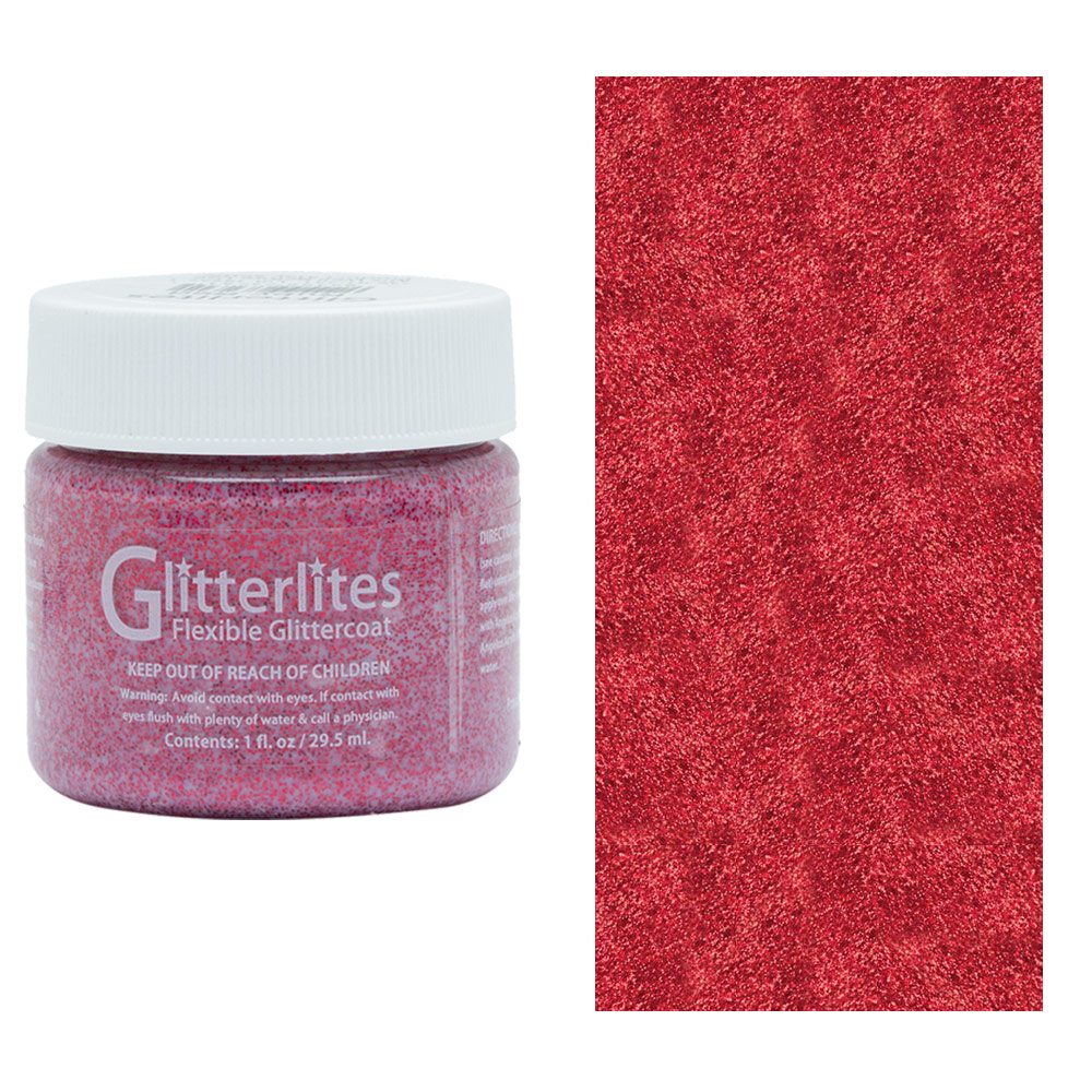 Angelus Glitterlites Flexible Glittercoat Paint 1oz Ruby Red