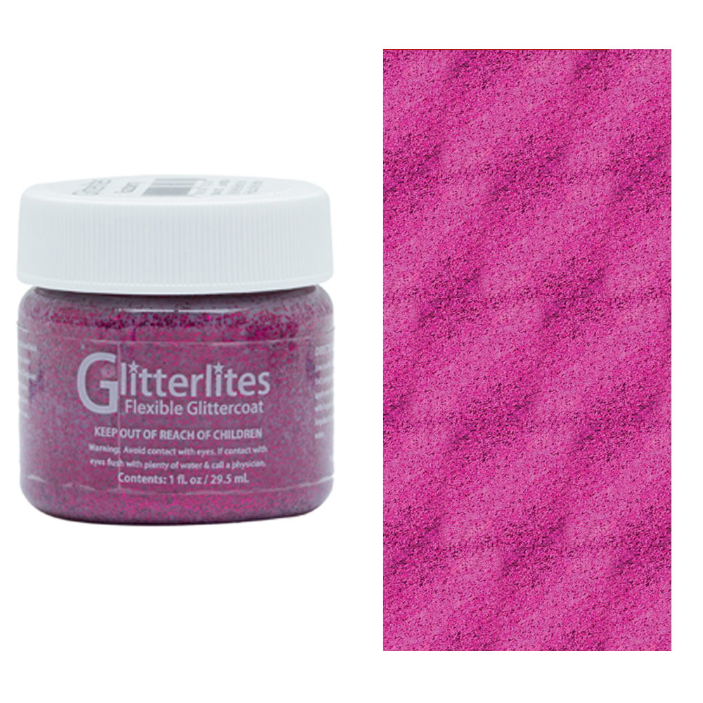 Angelus Glitterlites Flexible Glittercoat Paint 1oz Razzberry