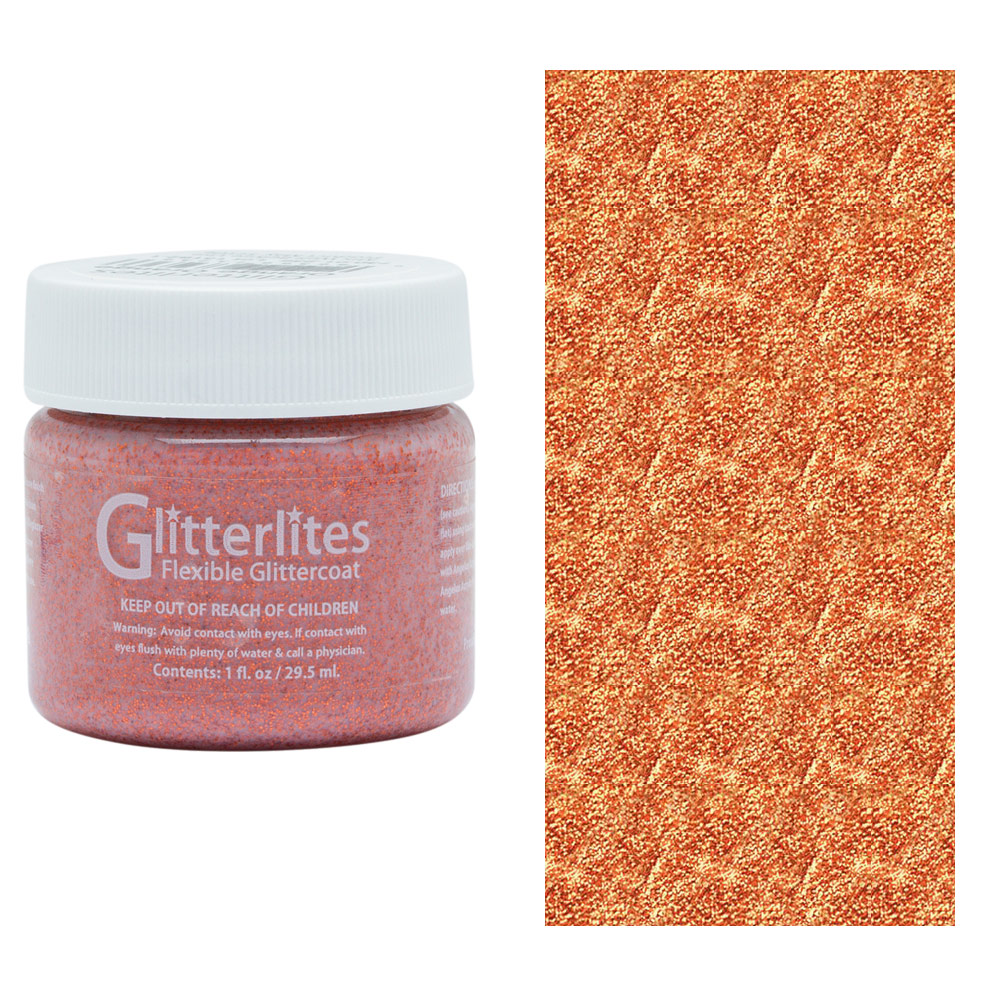 Angelus Glitterlites Flexible Glittercoat Paint 1oz Orange Orange