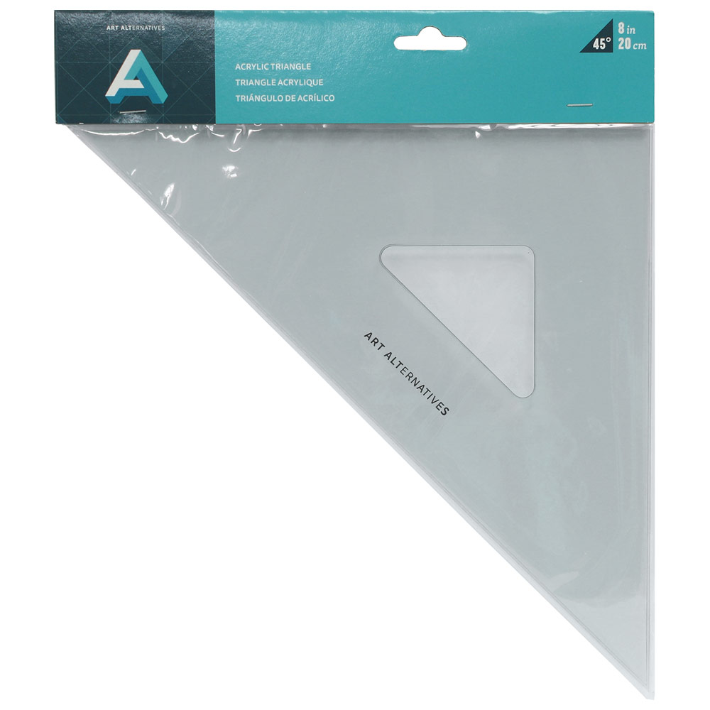 Art Alternatives Acrylic 45/90 Triangle w/Inking Edge 8" Smoke