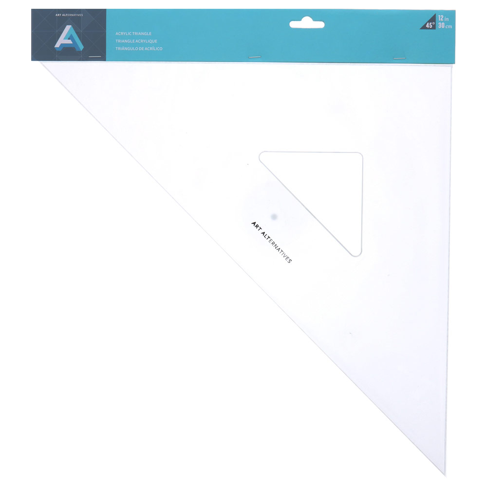 Art Alternatives Acrylic 45/90 Triangle w/Inking Edge 12" Smoke