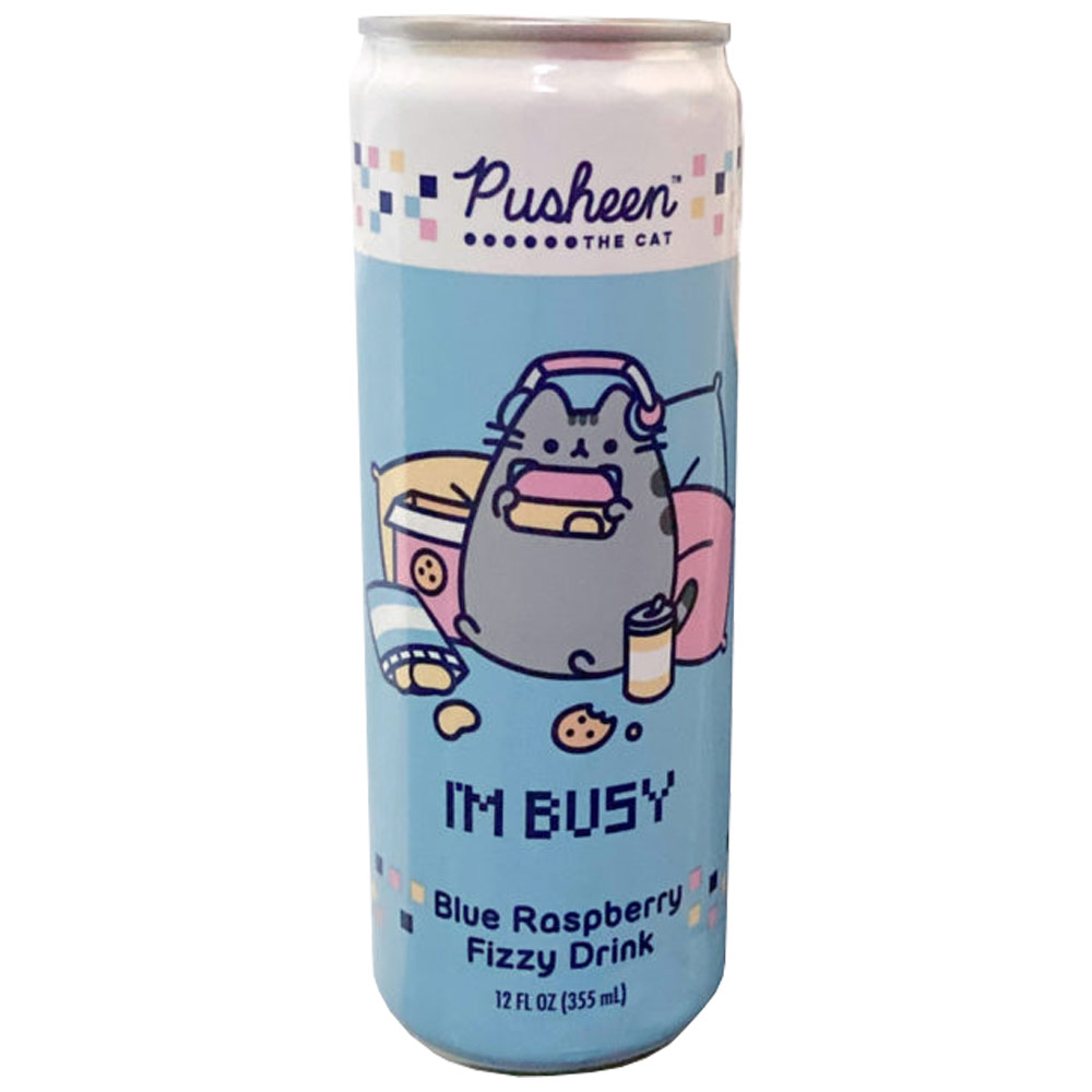 Boston America Pusheen I'm Busy Fizzy Drink 12oz Blue Raspberry