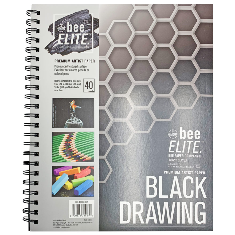 Bee Paper Bee ELITE Artist Premium Black Drawing Paper 40 Sheets 9"x12"