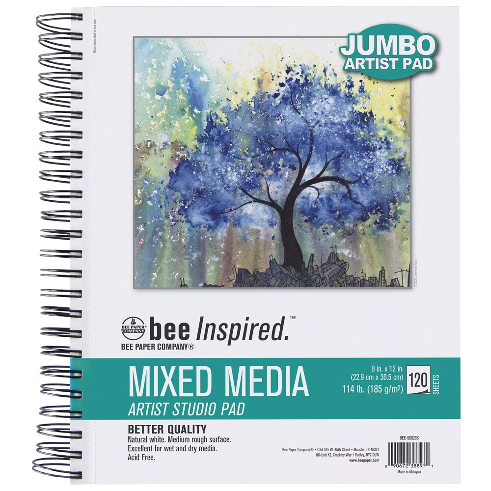 Bee Paper Bee Inspired Jumbo Artist Mixed Media Paper Pad 50 Sheets 9"x12"