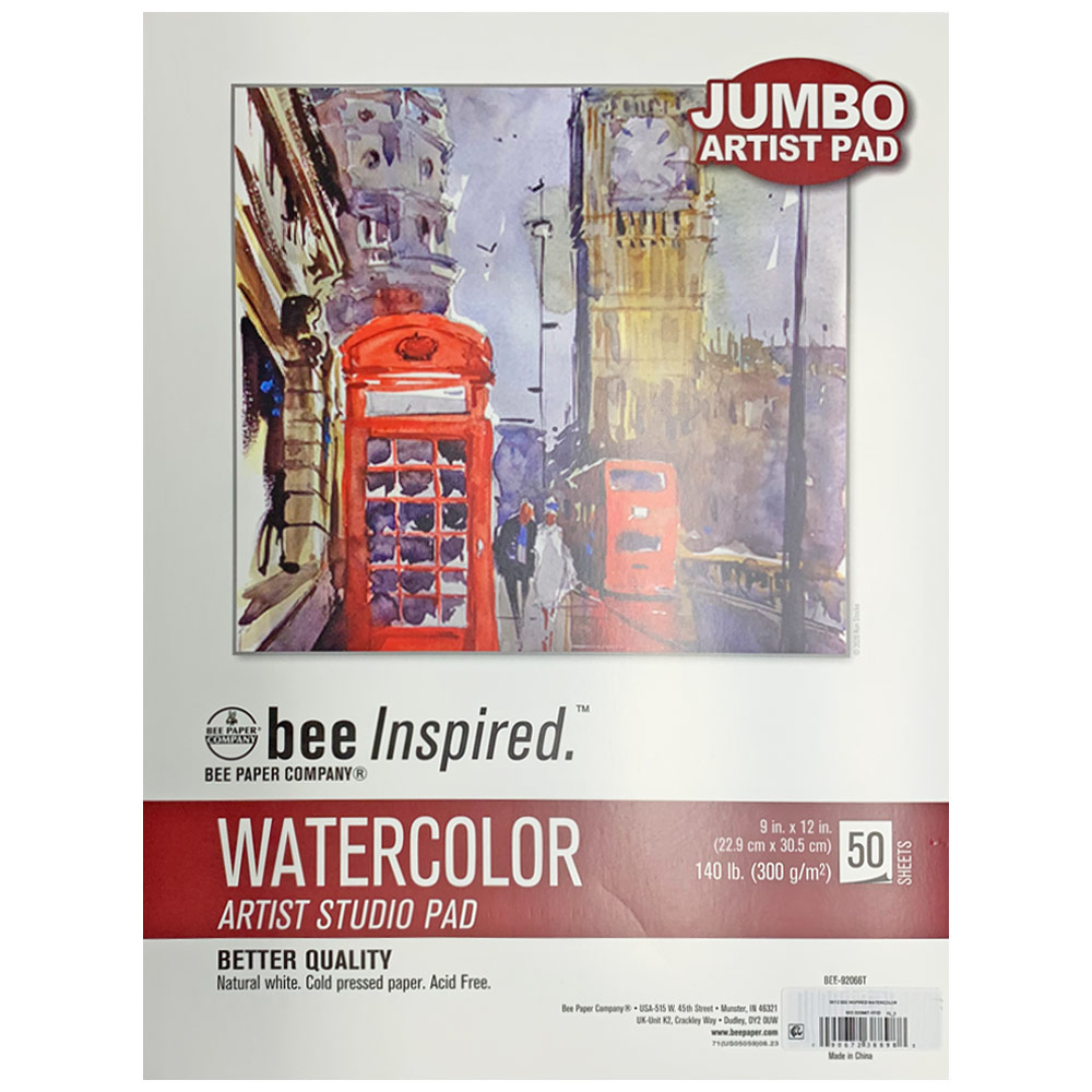 Bee Paper Bee Inspired Artist Jumbo Watercolor Paper Pad 50 Sheets 9"x12"
